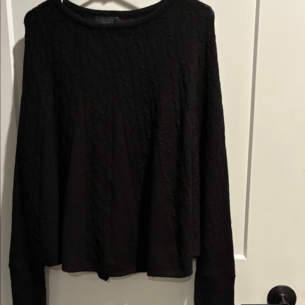 RACHEL Rachel Roy Black Textured Sweater with dolman sleeves